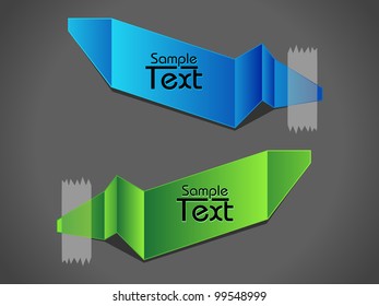 Vector illustration of label or sticker in blue and green color, isolated on grey color. Use as tag, icon and button.