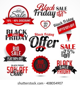 Vector illustration label, tag of black friday sale background.