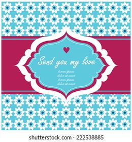 Vector illustration of a label, tag, postcard or invitation template in bright colors