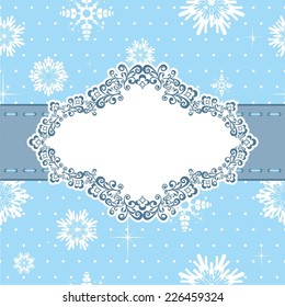 Vector illustration of a label, tag, postcard or invitation template - snowflakes