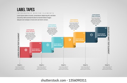 Vector illustration of Label Tapes Infographic design element.