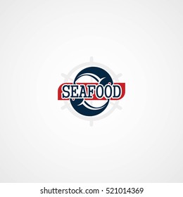 Vector Illustration labels and badges of seafood. Flat style design
