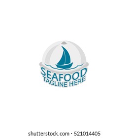 Vector Illustration labels and badges of seafood. Flat style design