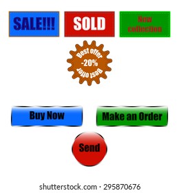 Vector illustration of labels and buttons icon set.