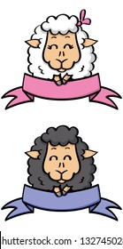 Vector illustration of  labels with cute sheep
