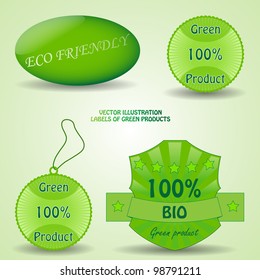Vector illustration of labels for green products. Background in separate layer