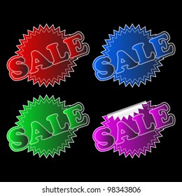Vector illustration of labels Sale. Background in separate layer.