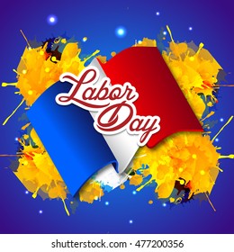 Vector illustration of a Labor day card with colorful grunge.