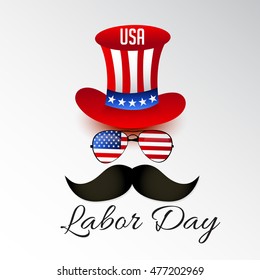 Vector illustration of a Labor day card with stylish text.