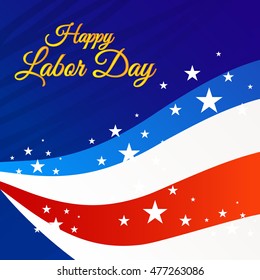 Vector illustration of a Labor day card with colorful wave and stylish text.