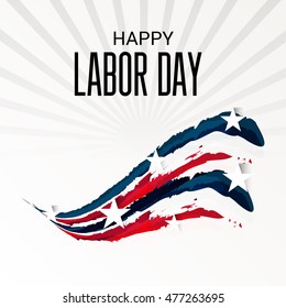 Vector illustration of a Labor day card with colorful wave.