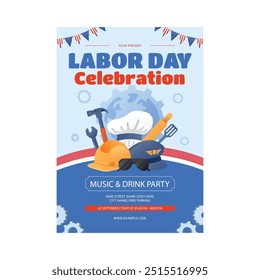 Vector Illustration of Labor Day Celebration Flyer Poster Template Design