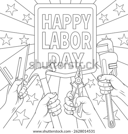 Vector illustration, Labor Day, coloring book 