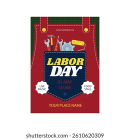 Vector illustration of labor day flyer poster template design