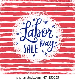 Vector Illustration Labor Day a national holiday of the United States. American Happy Labor Day Sale design poster with hand written calligraphic phrase.