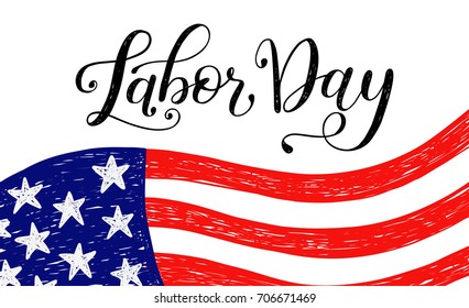 Vector Illustration Labor Day a national holiday of the United States. American Happy Labor Day Sale design poster with hand written calligraphic phrase.