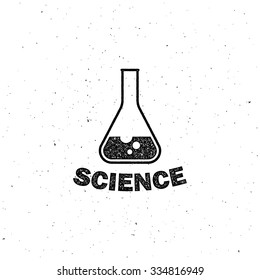 vector illustration of laboratory equipment icon. science concept. letterpress vintage label design. 