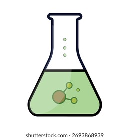 Vector illustration of a laboratory flask . Simple flat design icon representing chemistry, science experiments, laboratory research, and education. Perfect for web 