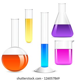 vector illustration of Laboratory glassware with colorful liquid