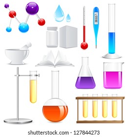 vector illustration of Laboratory glassware with colorful liquid