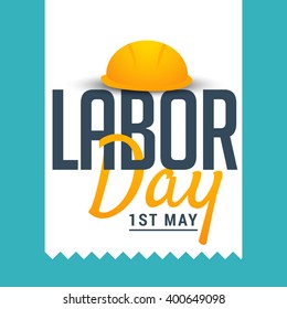 Vector illustration of Labour Day 3d typography concept with safety cap.