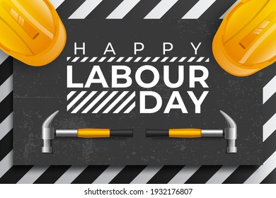 Vector illustration of Labour Day poster with building tools