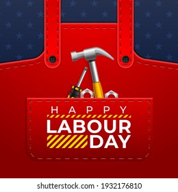 Vector illustration of Labour Day poster with building tools