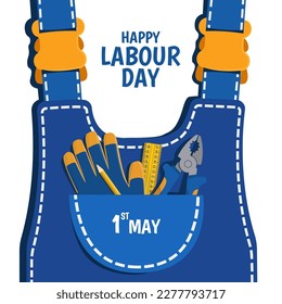 Vector Illustration of Labour Day. For a poster and banner. Work clothes with tools.
