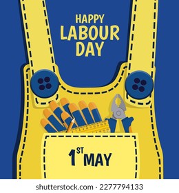 Vector Illustration of Labour Day. For a poster and banner. Work clothes with tools.
