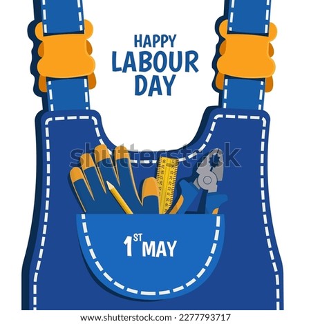 Vector Illustration of Labour Day. For a poster and banner. Work clothes with tools.
