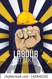 vector illustration of labour strike, banner poster 