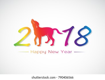 Vector illustration of labrador dog, 2018 new year card, Year of the dog. Design for greeting cards. banners, posters, invitations. Easy editable layered vector illustration.