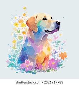 Ilustración vectorial de una cara de Labrador Recuperador