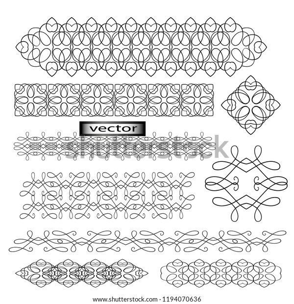 Vector illustration of lace\
patterns in traditional folk style for page and fabric print\
design