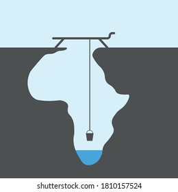 Vector illustration. Lack of water in Africa.