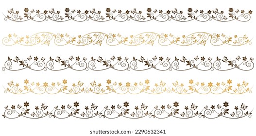 vector illustration lacy border set of decorative elements for screen printing, paper craft printable designs, wedding invitation covers, stationery design, Presentation graphics decks, print material