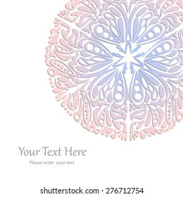 Vector illustration with lacy circular floral ornament in a corner