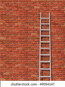 A vector illustration of a ladder against and old wall with space for text