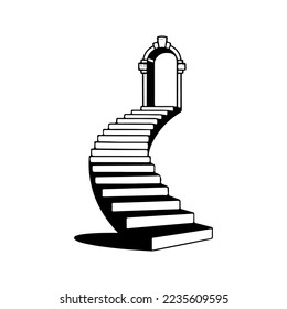  vector illustration of a ladder with a door