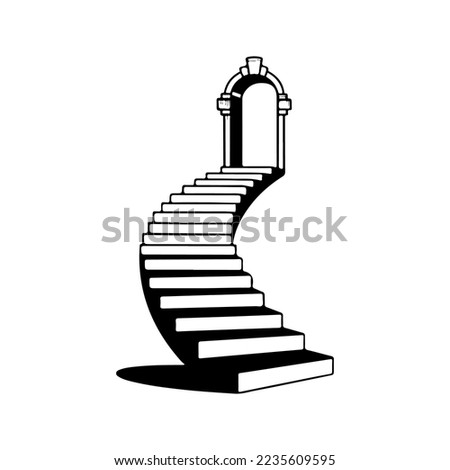  vector illustration of a ladder with a door