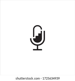 Vector illustration of a ladder with a microphone or podcast logo design concept