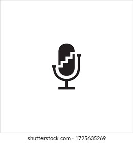 Vector illustration of a ladder with a microphone or podcast logo design concept