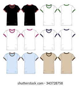 Vector Illustration of Ladies or Youth Ringer tees.