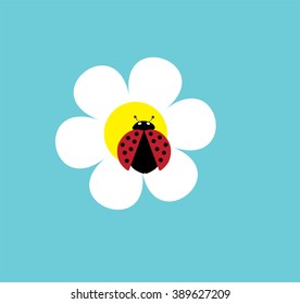 vector illustration of a lady bug on the flower