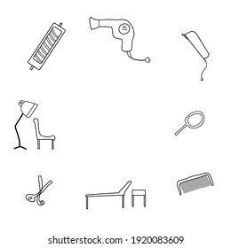 Vector illustration of lady hairdressing salon equipment.