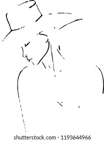 vector illustration lady in hat