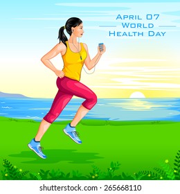 vector illustration of lady jogging for wellness