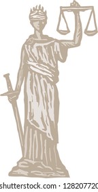 Vector illustration of Lady Justice