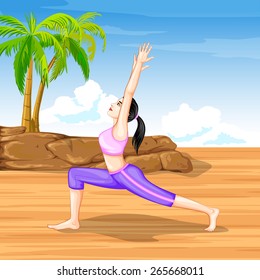 vector illustration of lady practising yoga for wellness