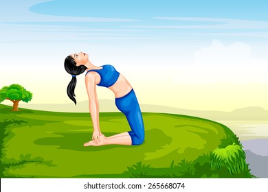 vector illustration of lady practising yoga for wellness